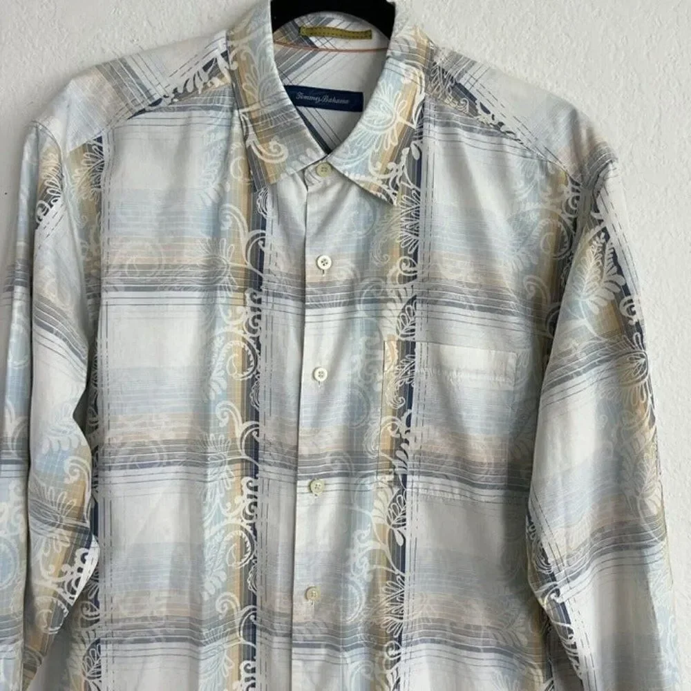 Tommy Bahama Button Up Mens Medium Paisley Long Sleeve Shirt Silk Cotton Blend - Picture 4 of 9